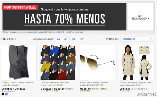 Súper ofertas por final de temporada en eBay (70% off)